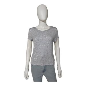 Hippie Rose Abstract Floral Short Sleeve Tee Ivory Blue Combo XL